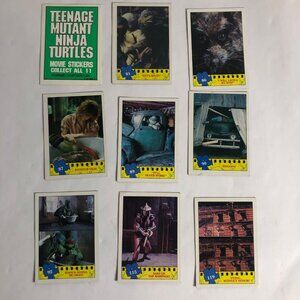 Lot of 8 Teenage‎ Mutant Ninja Turtles The Movie Trading Cards & 1 sticker 1990